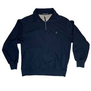 Nautica Quarter Zip Pullover Mens Large Navy Blue Sweatshirt